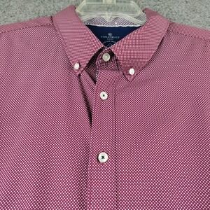 Con.Struct Shirt Mens 2XL XXL Slim Fit Red Micro Dot Stretch Button Down EUC